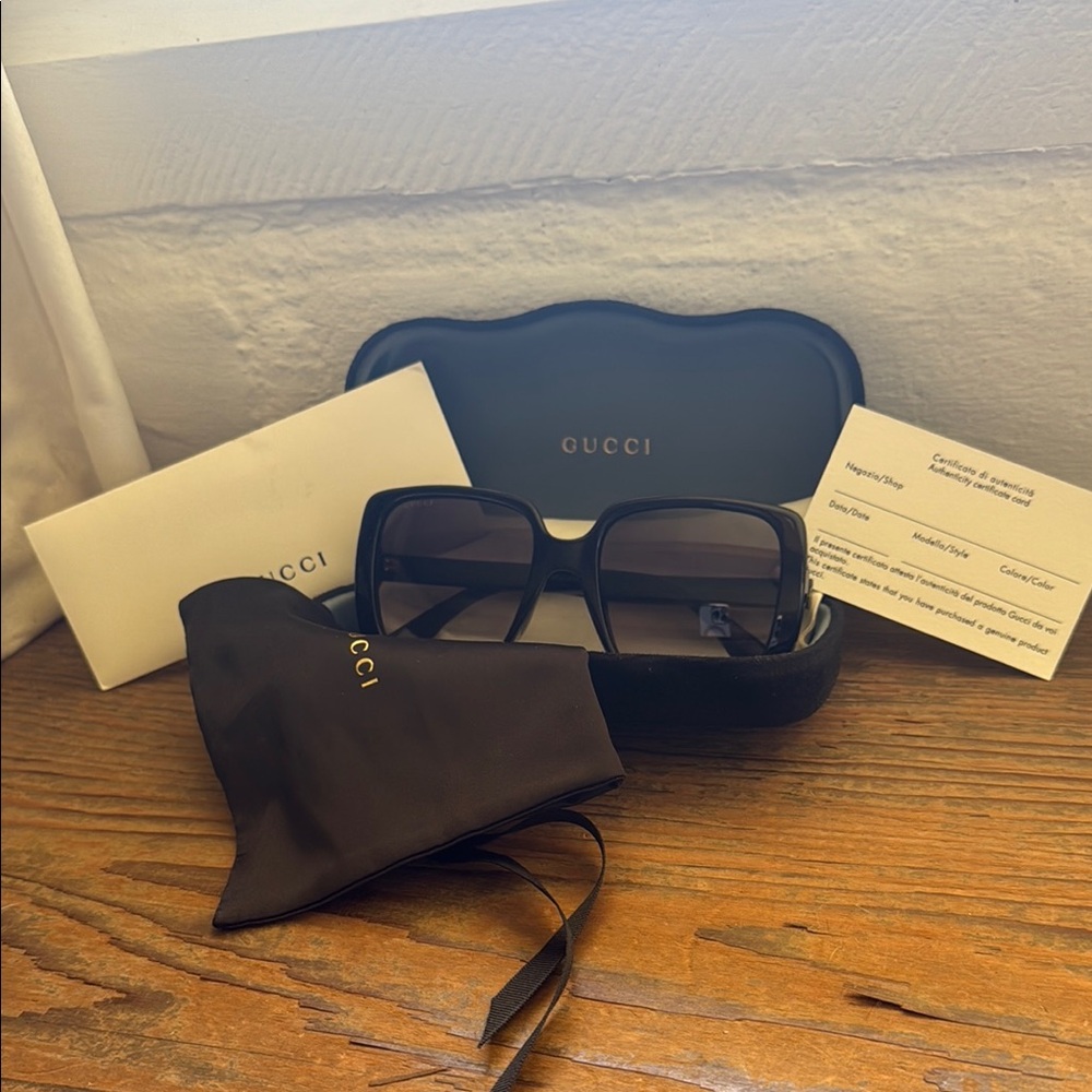 Gucci Black Square Sunglasses with Case
